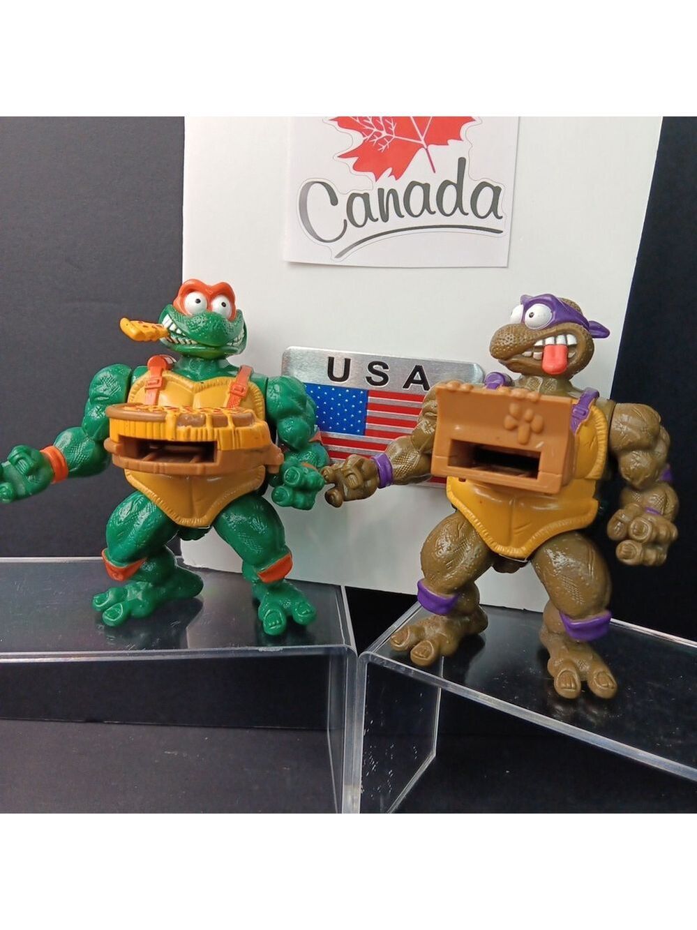 TMNT Pizza Tossin Michelangelo Donatello Vintage Action Figures 1993 5" CN